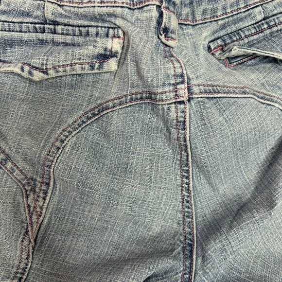 Tralia Soda Capri denim jeans with pink stitching, buckle belt, loops Y2K - Picture 8 of 12